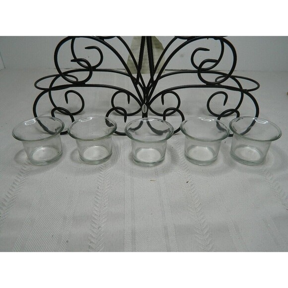 Home Elements Wire Candle Holder w/5 Glass Votives 13.25"LX 8"HX 3"W  Open Box - Picture 12 of 14